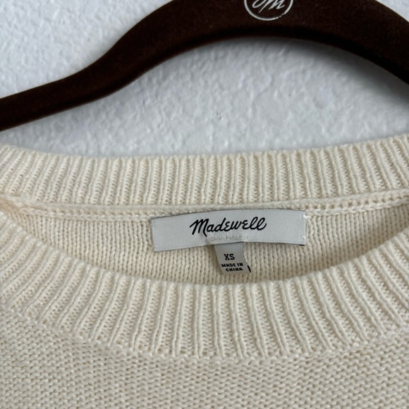 Madewell Women's Size XS Ivory Short Sleeve Fringed Medina Sweater Top - Picture 3 of 6